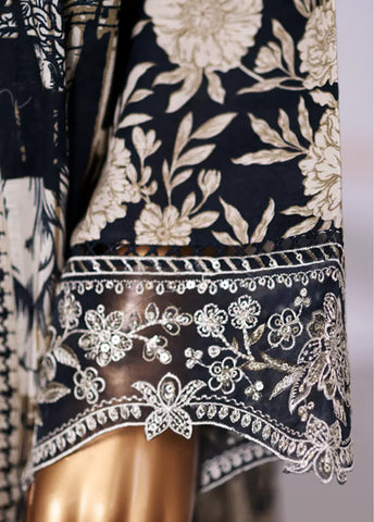 3 Piece Embroidered Black & Beige Khaddar Shirt with Trouser & Dupatta