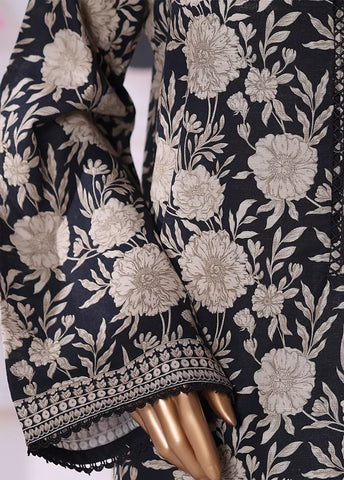 3 Piece Printed Black & Beige Khaddar Shirt with Trouser & Dupatta