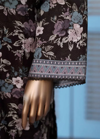 3 Piece Printed Black Khaddar Shirt with Trouser & Dupatta