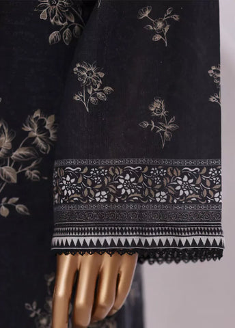 2 Piece Printed Black Khaddar Shirt & Trouser