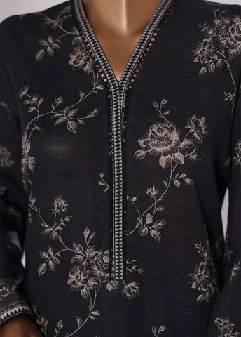 2 Piece Printed Black Khaddar Shirt & Trouser