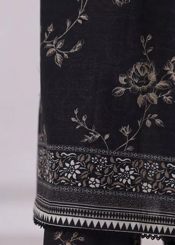 2 Piece Printed Black Khaddar Shirt & Trouser