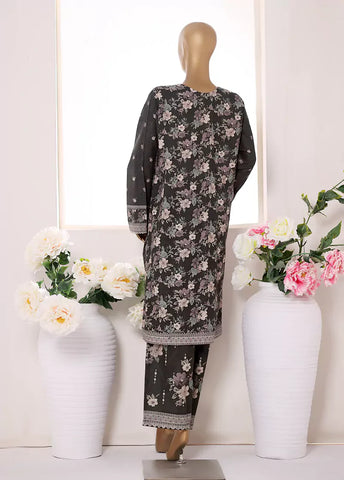 2 Piece Printed Charcoal Khaddar Shirt & Trouser