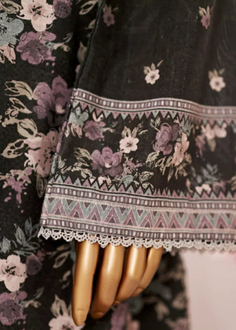 2 Piece Printed Charcoal Khaddar Shirt & Trouser