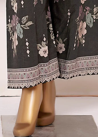 2 Piece Printed Charcoal Khaddar Shirt & Trouser