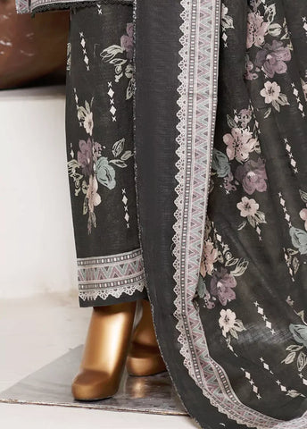 3 Piece Printed Black Khaddar Shirt with Trouser & Dupatta
