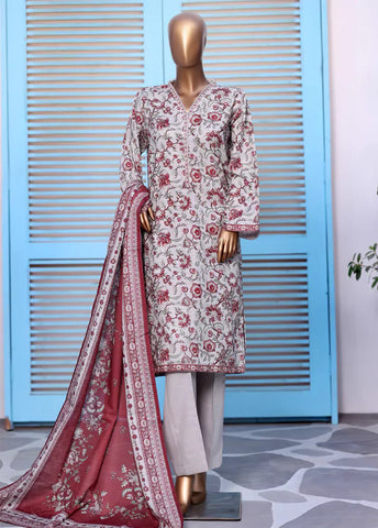 3 Piece Printed MultiColor Khaddar Shirt with Trouser & Dupatta