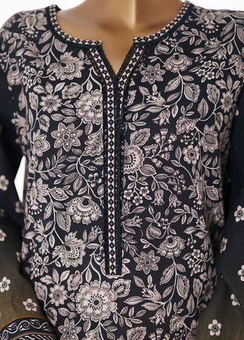 2 Piece Printed MultiColor Khaddar Shirt & Trouser