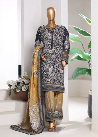 3 Piece Printed MultiColor Khaddar Shirt with Trouser & Dupatta