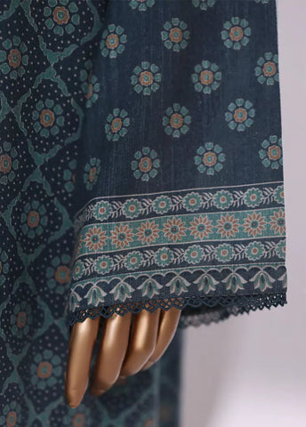 2 Piece Printed Teal Khaddar Shirt & Trouser