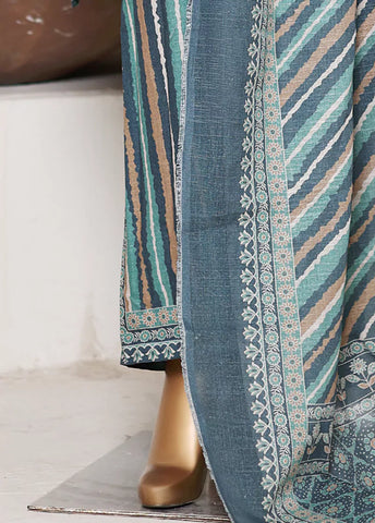 3 Piece Printed Teal Khaddar Shirt with Trouser & Dupatta