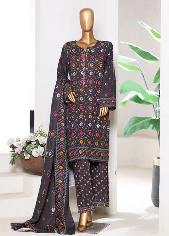 3 Piece Printed MultiColor Khaddar Shirt with Trouser & Dupatta