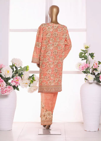 2 Piece Printed Peonny Peach Khaddar Shirt & Trouser