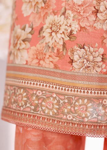 2 Piece Printed Peonny Peach Khaddar Shirt & Trouser