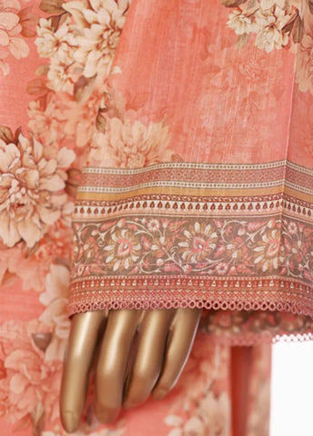 2 Piece Printed Peonny Peach Khaddar Shirt & Trouser