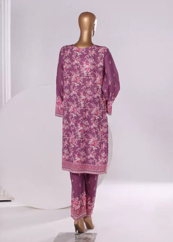 2 Piece Printed Muave Khaddar Shirt & Trouser