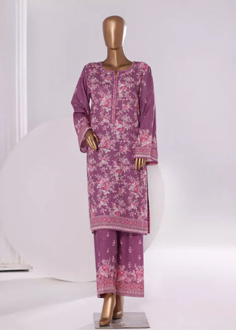 2 Piece Printed Muave Khaddar Shirt & Trouser