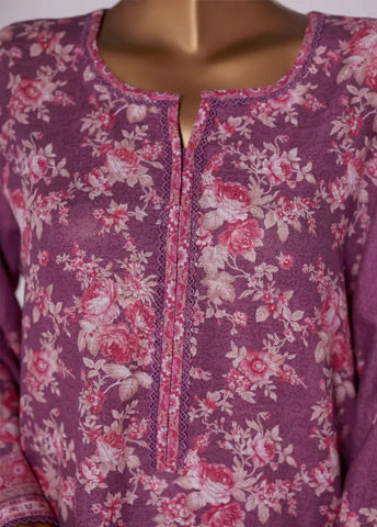 2 Piece Printed Muave Khaddar Shirt & Trouser