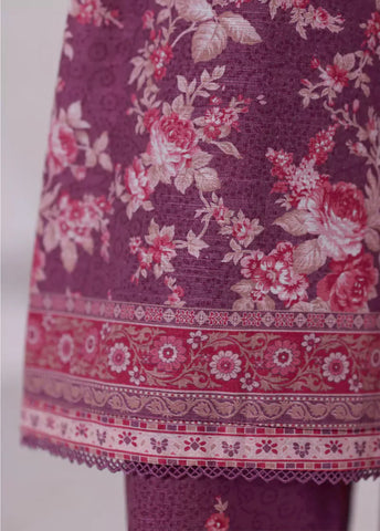 2 Piece Printed Muave Khaddar Shirt & Trouser