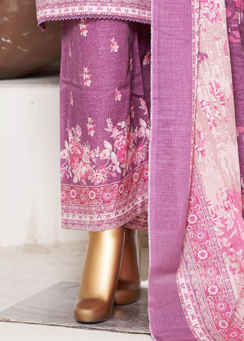 3 Piece Printed Muave Khaddar Shirt with Trouser & Dupatta