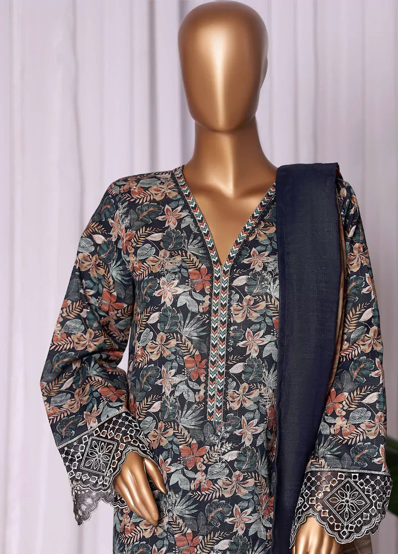 WK-2524-EMB- 3 Piece Khaddar Emboidered Stitched Suit