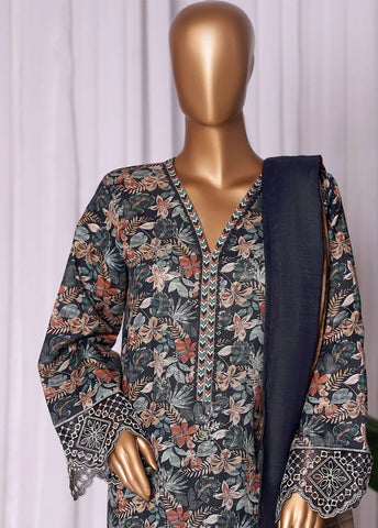 WK-2524-EMB- 3 Piece Khaddar Emboidered Stitched Suit