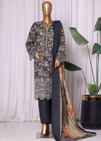 WK-2524-EMB- 3 Piece Khaddar Emboidered Stitched Suit