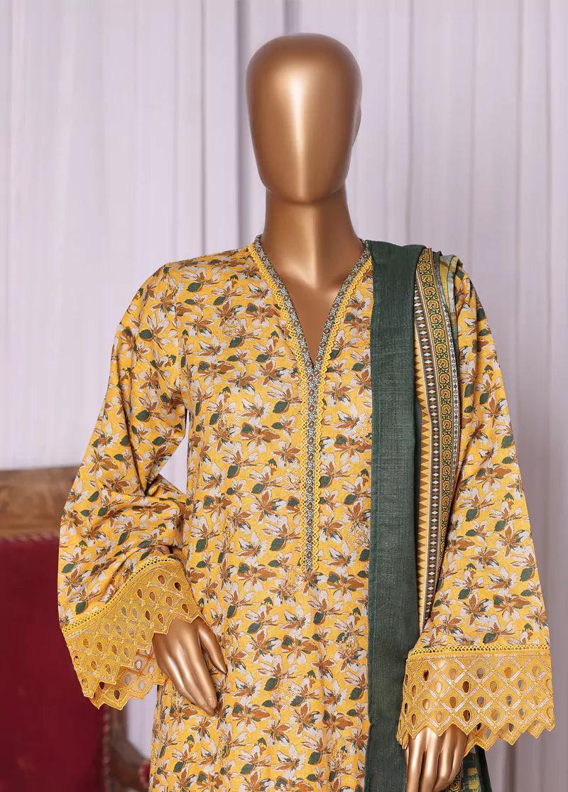 WK-2525-EMB- 3 Piece Khaddar Emboidered Stitched Suit