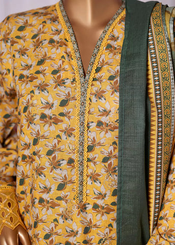 WK-2525-EMB- 3 Piece Khaddar Emboidered Stitched Suit