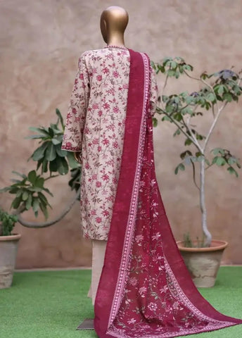 Bin Saeed Fabric - WK-2526-PR- 3 Piece Khaddar Printed Stitched Suit