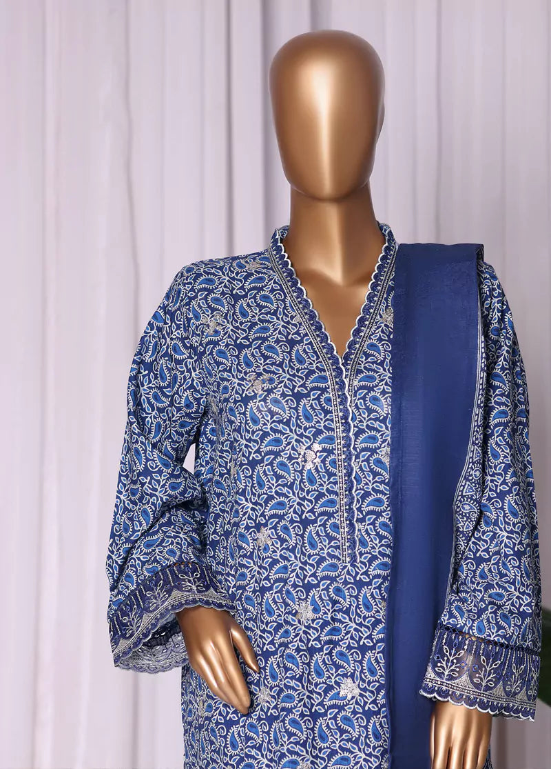 WK-2528-EMB- 3 Piece Khaddar Emboidered Stitched Suit