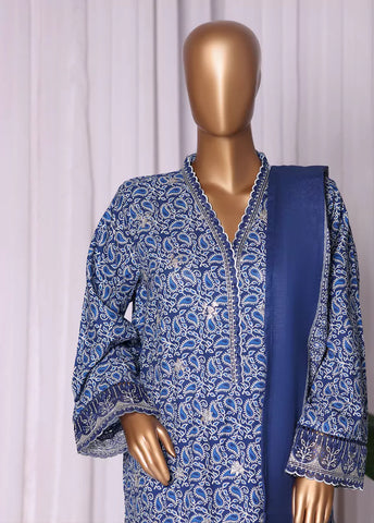 WK-2528-EMB- 3 Piece Khaddar Emboidered Stitched Suit