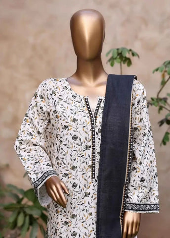 Bin Saeed Fabric - WK-2533-PR- 3 Piece Khaddar Printed Stitched Suit