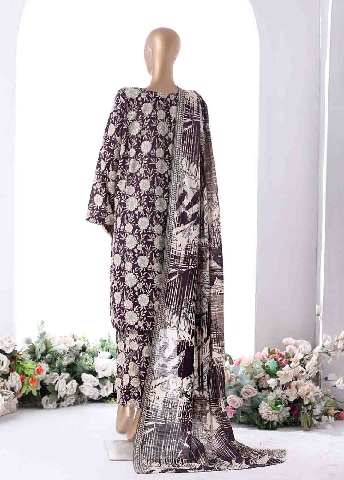 Bin Saeed Fabric - WK-2536- 3 Piece Khaddar Printed Stitched Suit