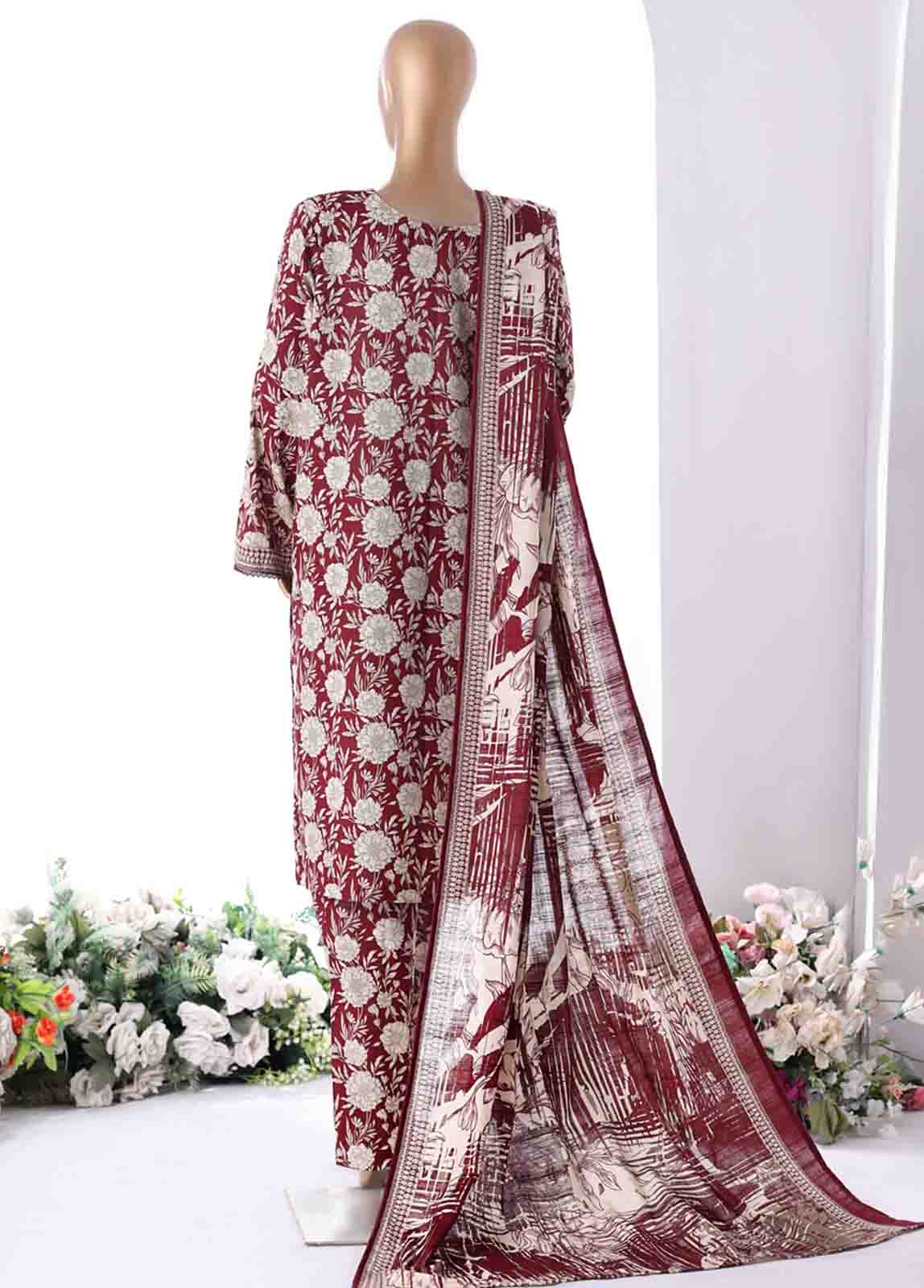 Bin Saeed Fabric - WK-2537- 3 Piece Khaddar Printed Stitched Suit