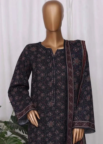 Bin Saeed Fabric - WK-2542-PR- 3 Piece Khaddar Printed Stitched Suit