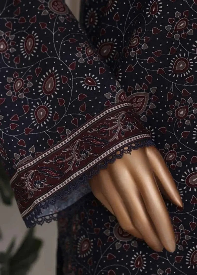 Bin Saeed Fabric - WK-2542-PR- 3 Piece Khaddar Printed Stitched Suit