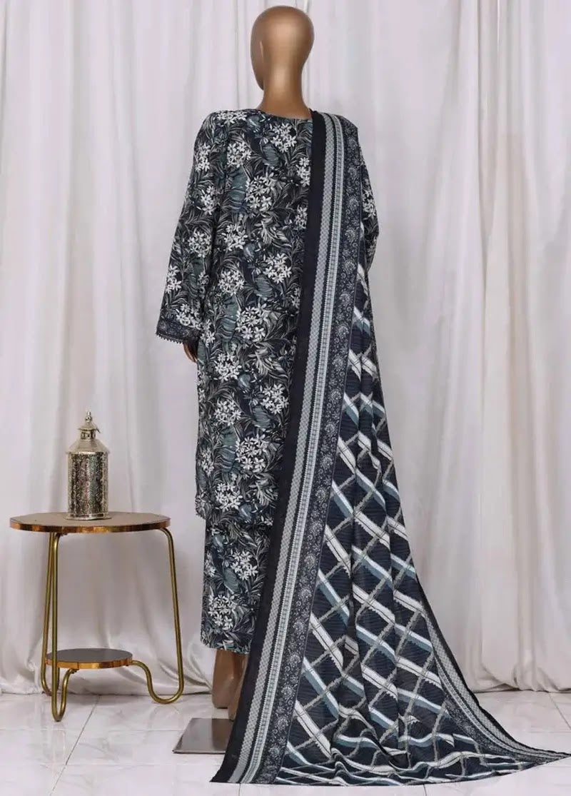 Bin Saeed Fabric - WK-2543-PR- 3 Piece Khaddar Printed Stitched Suit
