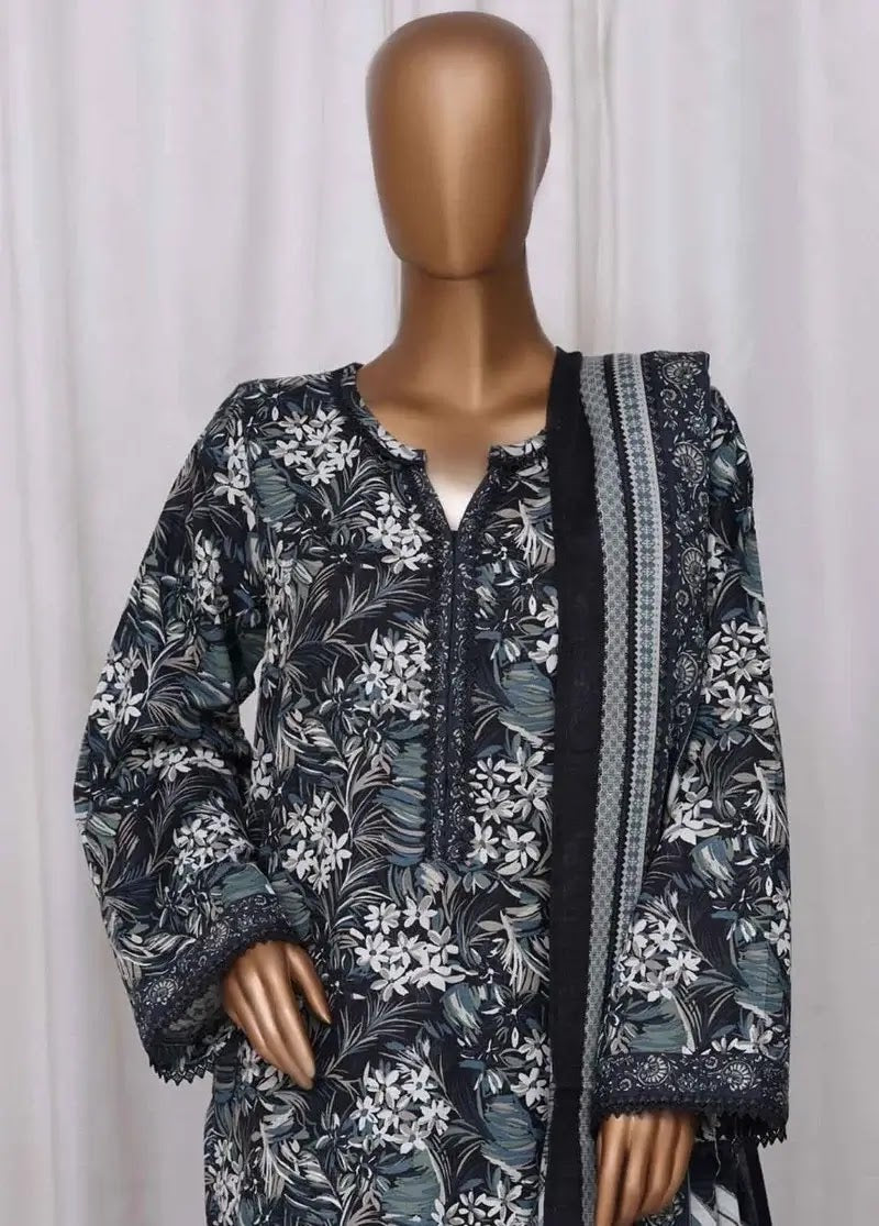 Bin Saeed Fabric - WK-2543-PR- 3 Piece Khaddar Printed Stitched Suit