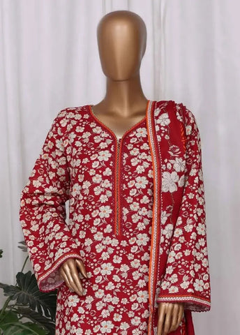 Bin Saeed Fabric - WK-2547-PR- 3 Piece Khaddar Printed Stitched Suit