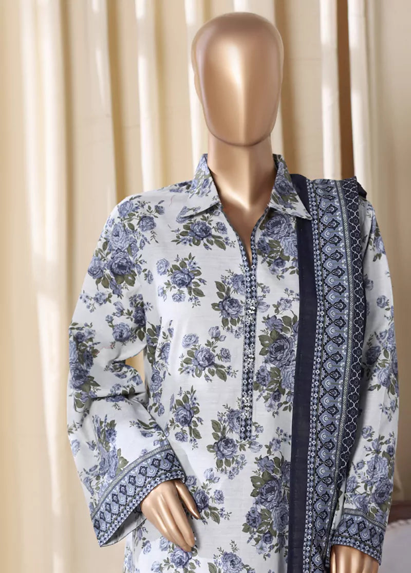 3 Piece Printed MultiColor Khaddar Shirt with Trouser & Dupatta