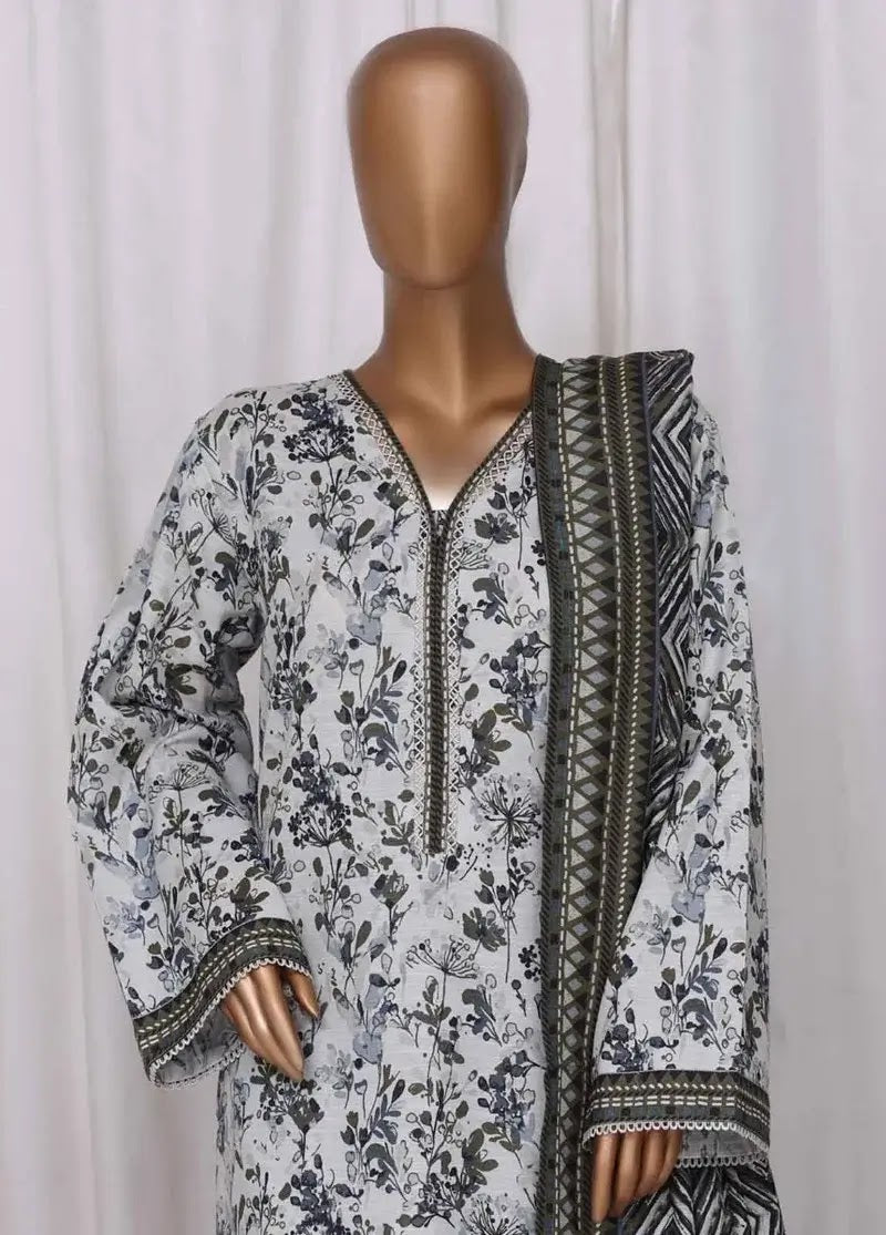 Bin Saeed Fabric - WK-2549-PR- 3 Piece Khaddar Printed Stitched Suit