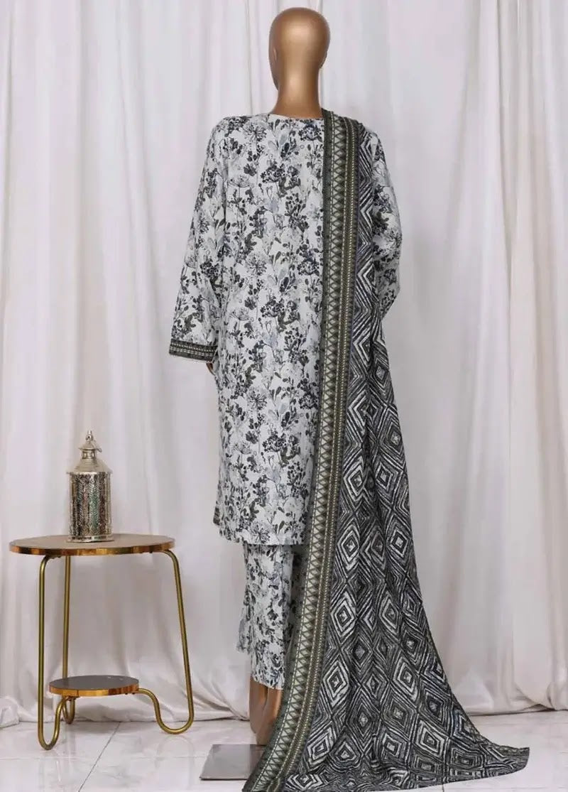 Bin Saeed Fabric - WK-2549-PR- 3 Piece Khaddar Printed Stitched Suit