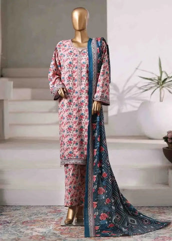 Bin Saeed Fabric - WK-2550-PR- 3 Piece Khaddar Printed Stitched Suit