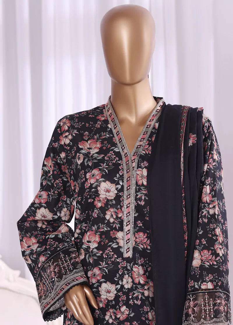 WK-2556-EMB- 3 Piece Khaddar Emboidered Stitched Suit