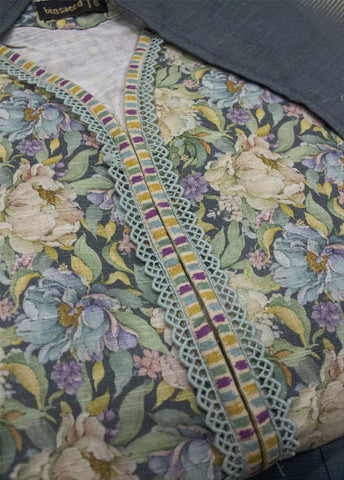 3 Piece Printed MultiColor Khaddar Frock with Trouser & Dupatta