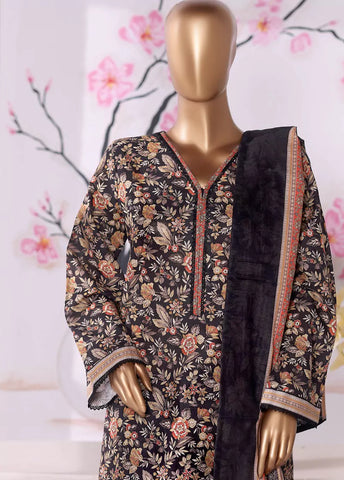 3 Piece Printed MultiColor Khaddar Shirt with Trouser & Dupatta
