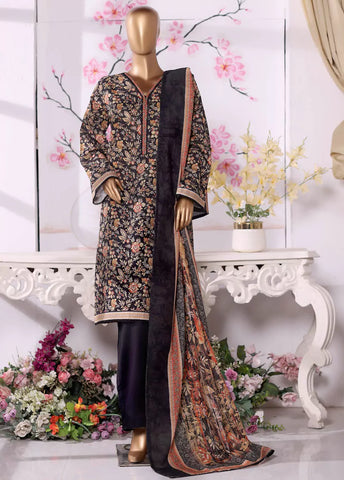 3 Piece Printed MultiColor Khaddar Shirt with Trouser & Dupatta