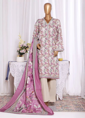 3 Piece Printed MultiColor Khaddar Shirt with Trouser & Dupatta