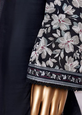 3 Piece Printed Navy Blue & White Khaddar Shirt with Trouser & Dupatta